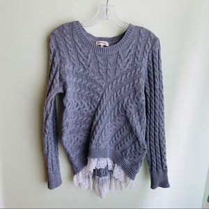 Monteau Lace Gray Sweater Size Medium